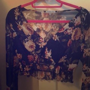 Charlotte Russe floral shear crop top